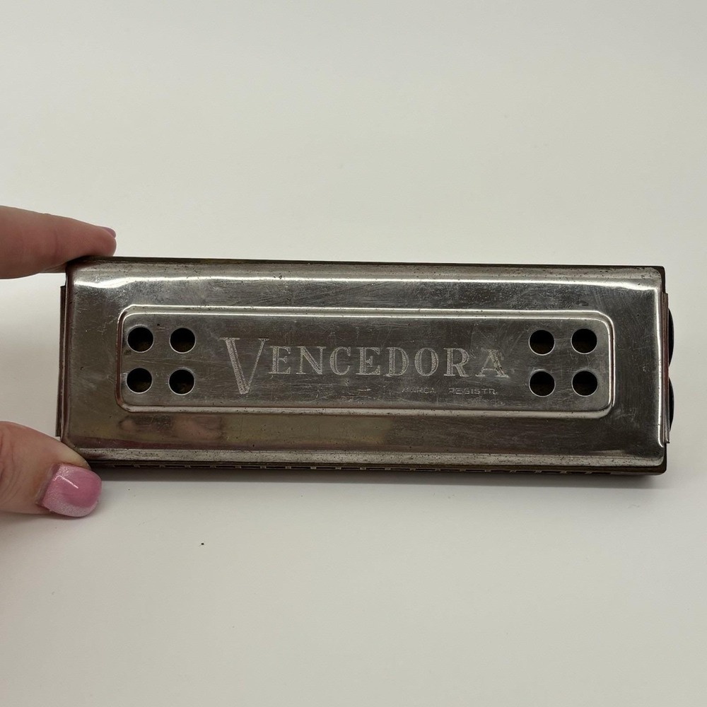 Vtg‎ Hering Vencedora Tremolo Harmonica Ref 76/80 Wood Comb Stainless Brazil